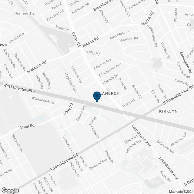 Map showing location of Havertown