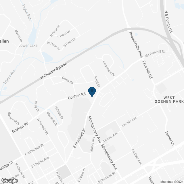 Map showing location of West Chester